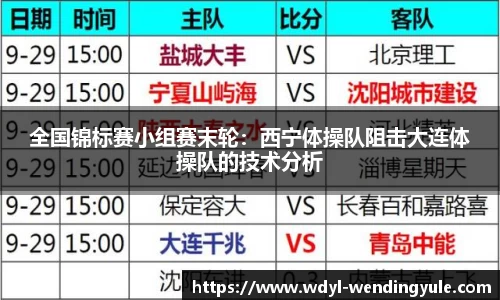 全国锦标赛小组赛末轮：西宁体操队阻击大连体操队的技术分析